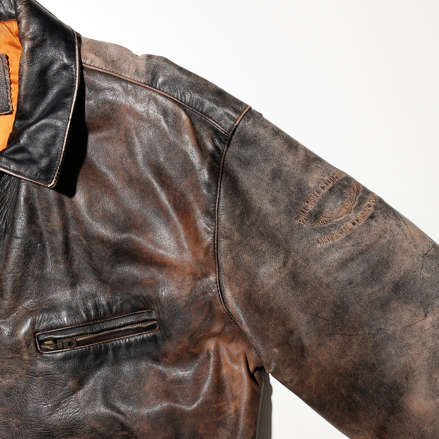 vintage fadded aviator leather jacket