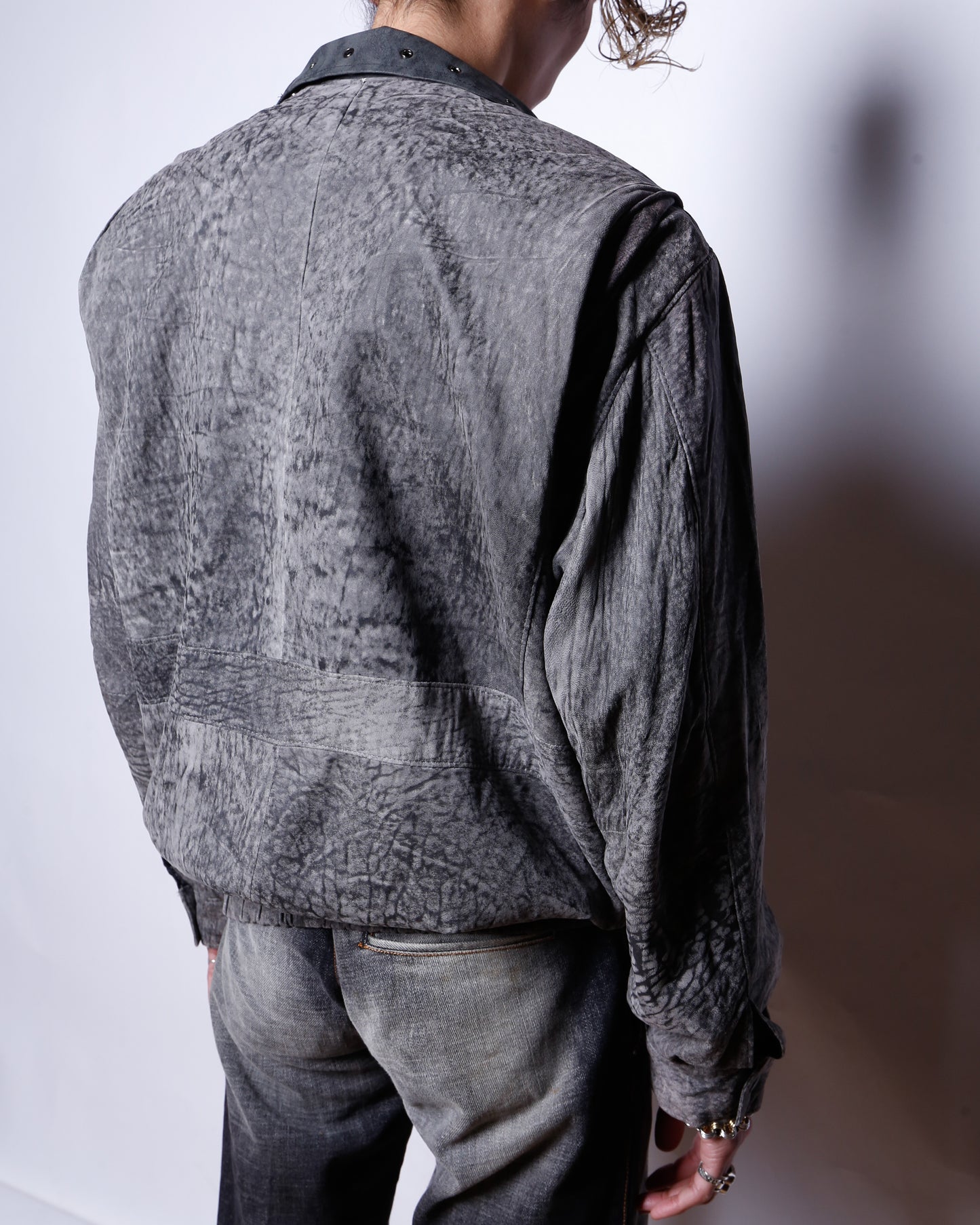 *one-off buckle collar aviator leather jacket