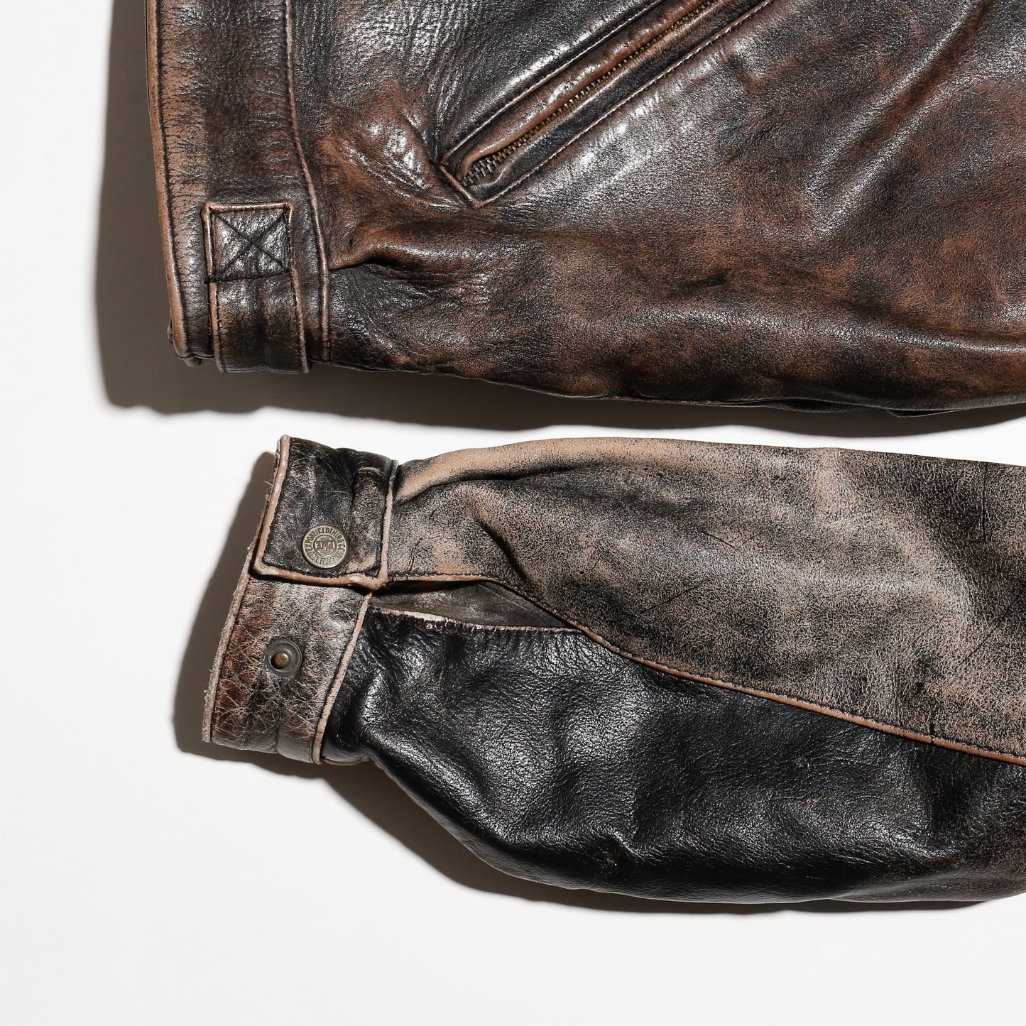 vintage fadded aviator leather jacket