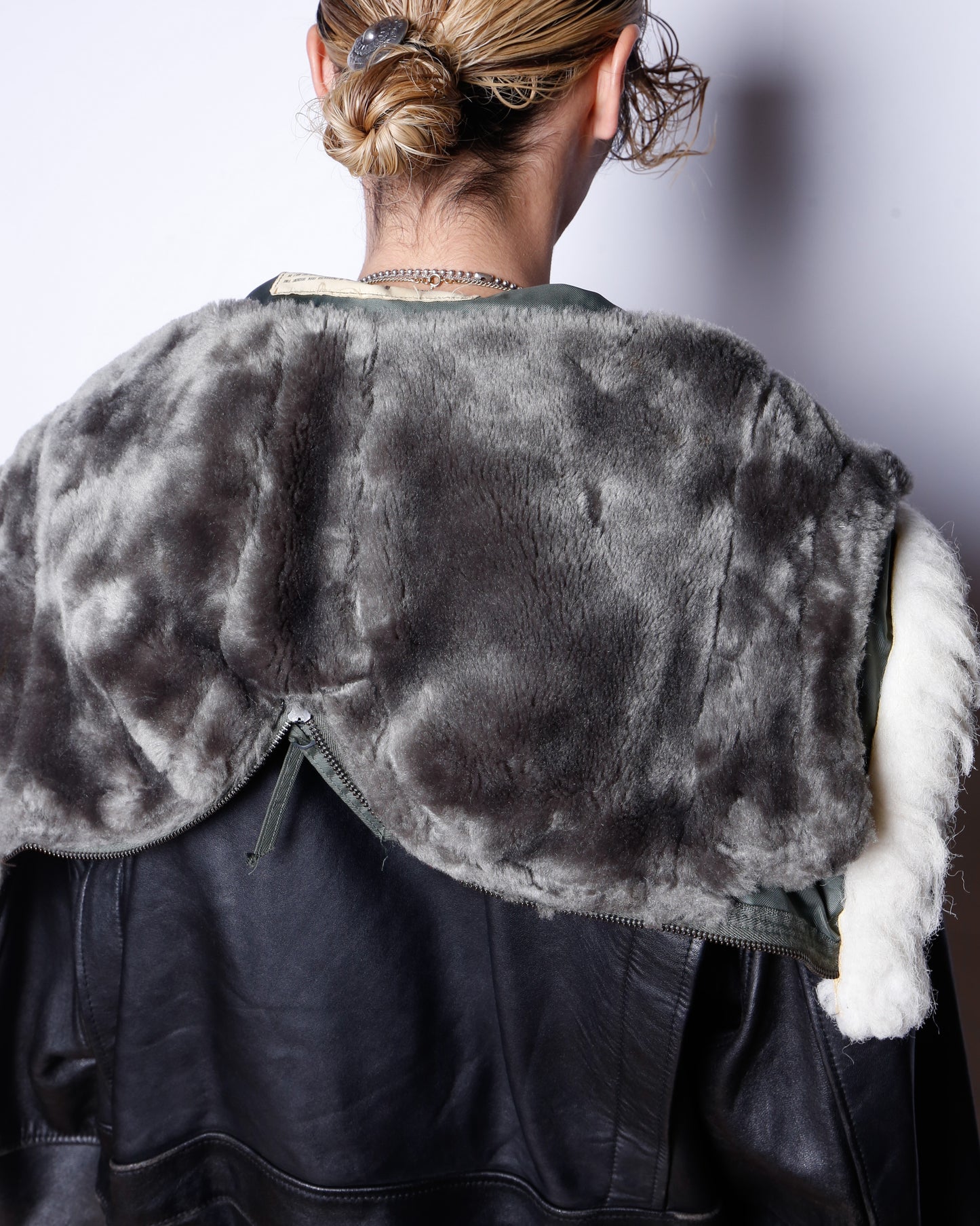 *one-off hooded aviator leather jacket