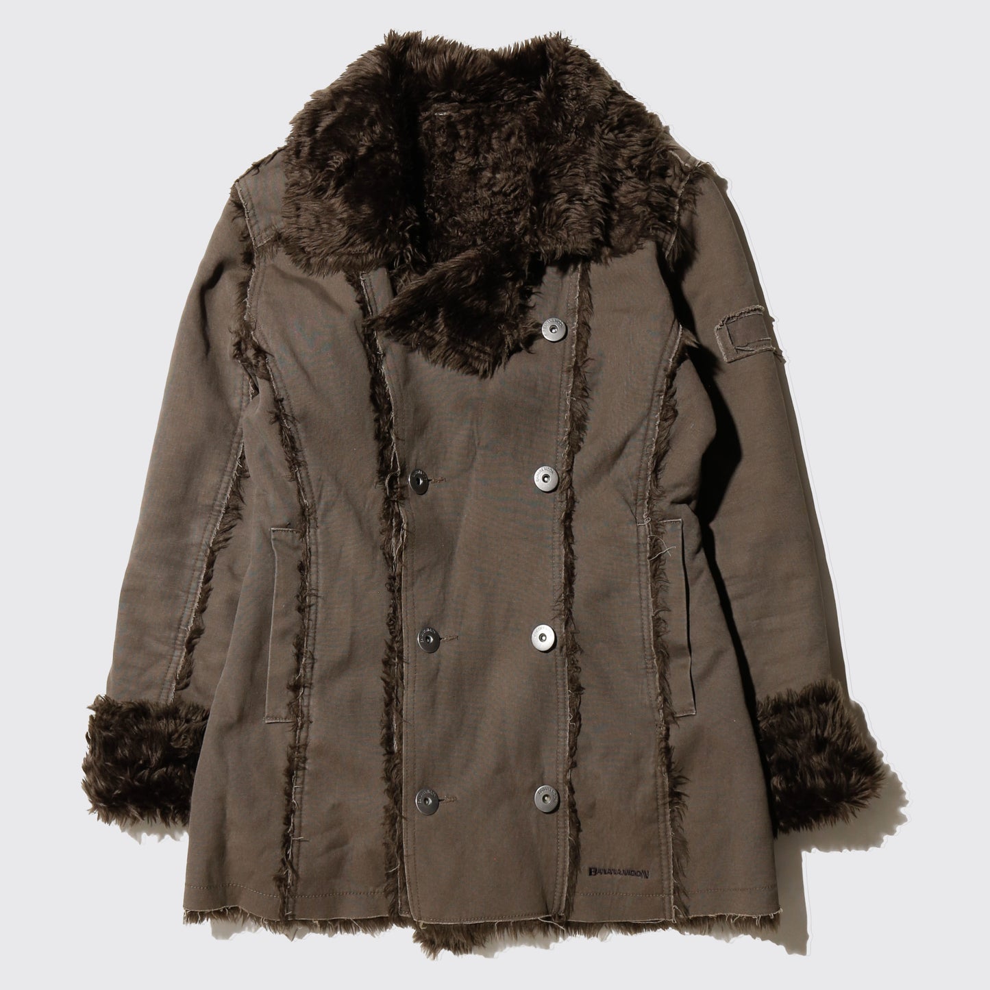 vintage faux faur canvas double breasted coat