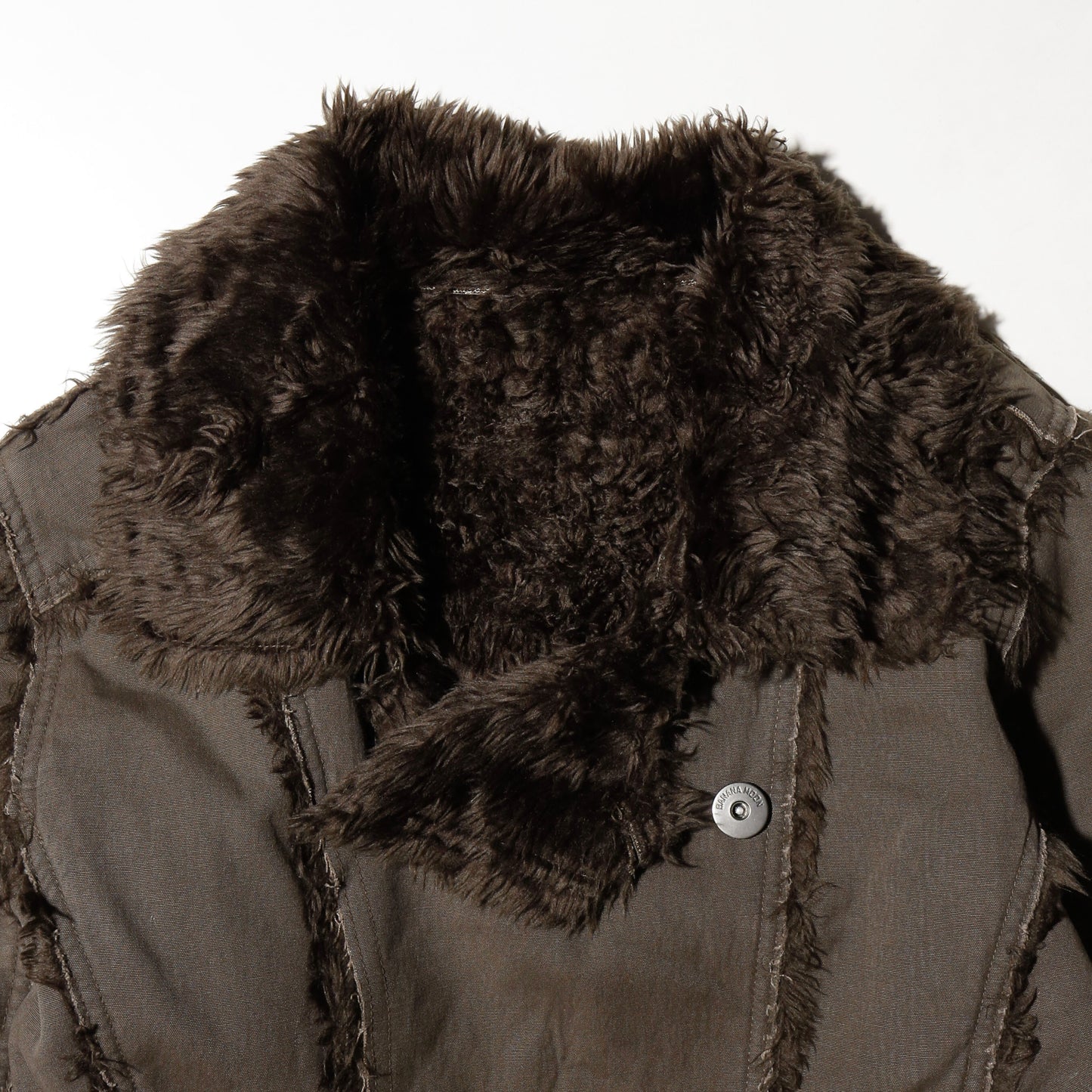 vintage faux faur canvas double breasted coat