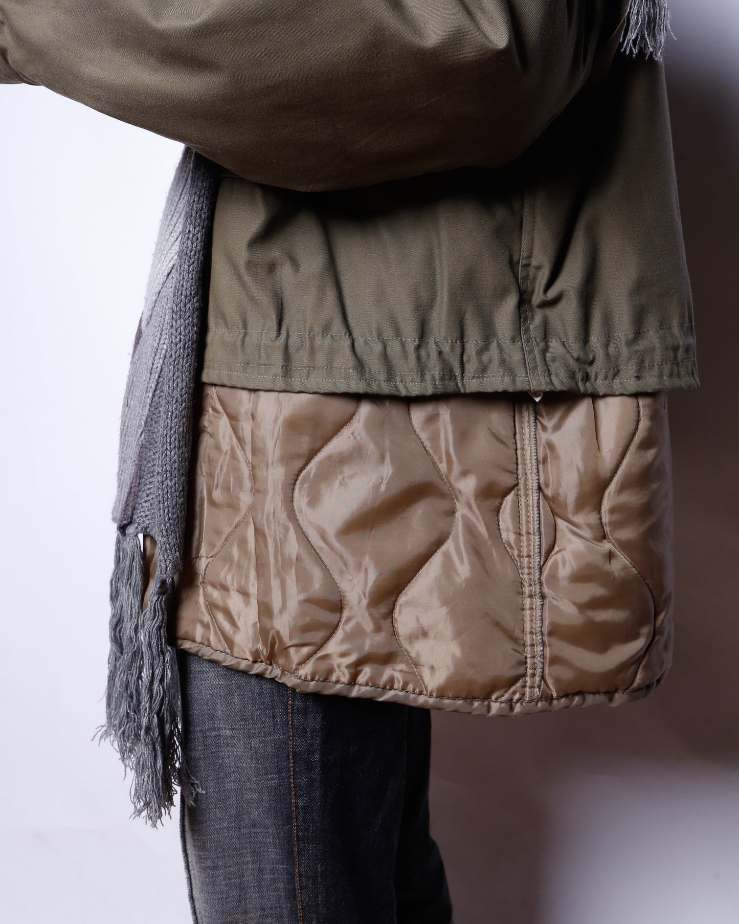 *one-off with muffler cropped field jacket , detachable liner