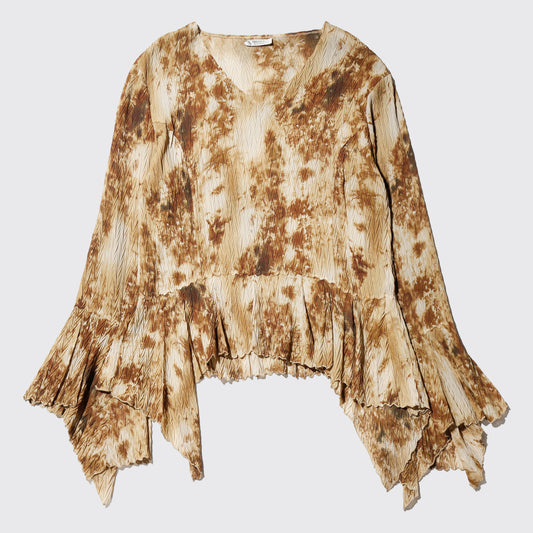vintage bell sleeve acid chiffon top