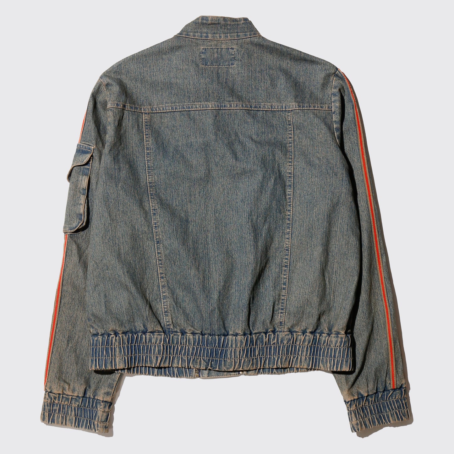 vintage double zip denim motorcycle jacket