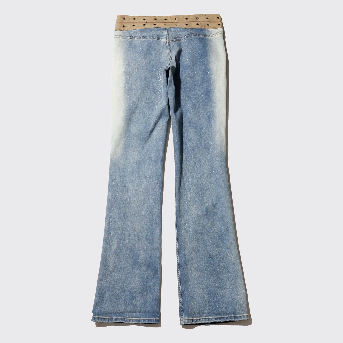vintage jaded london stonewash strap flare jeans