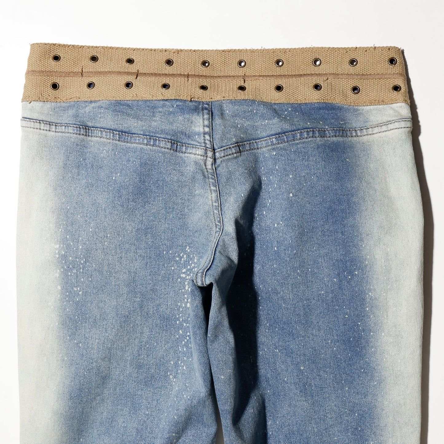 vintage jaded london stonewash strap flare jeans