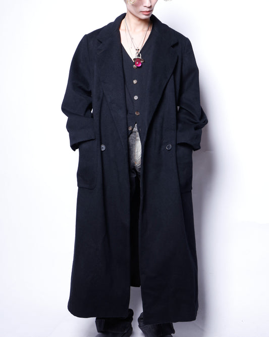 vintage 90's perry ellis double breasted chesterfield wool coat