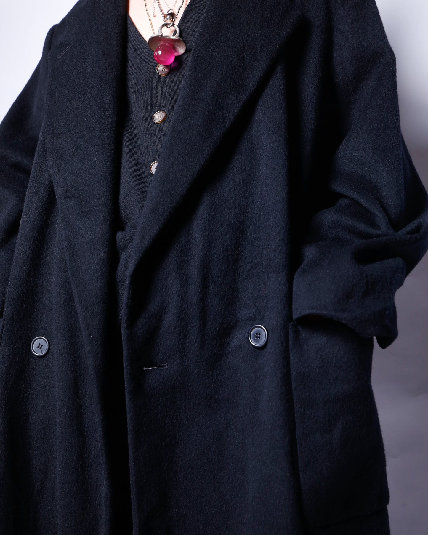 vintage 90's perry ellis double breasted chesterfield wool coat