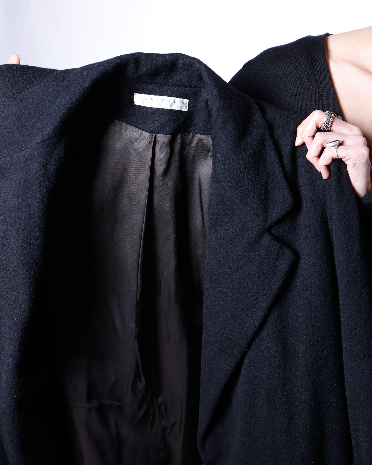 vintage 90's perry ellis double breasted chesterfield wool coat