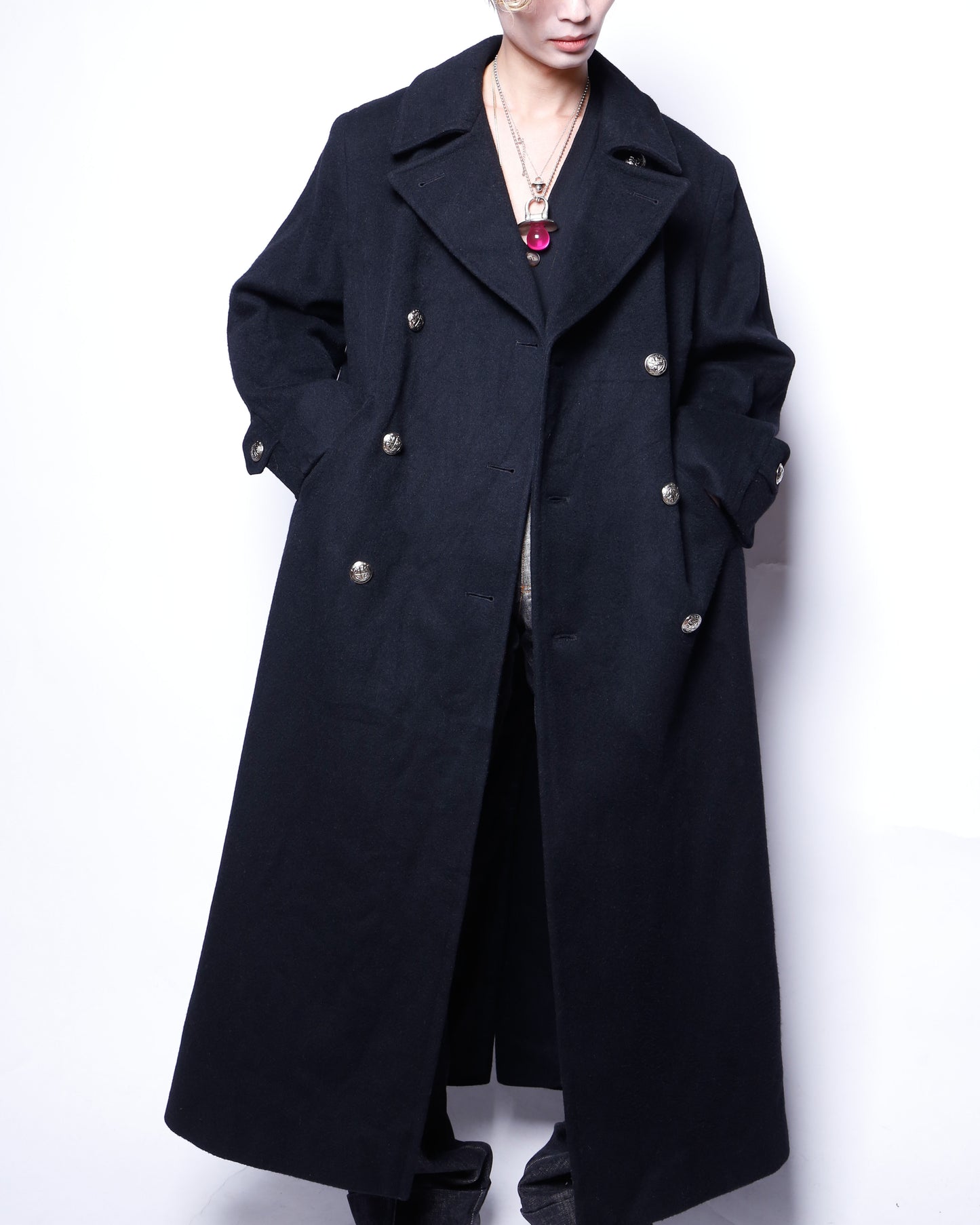 vintage perry ellis double breasted napoleon long coat