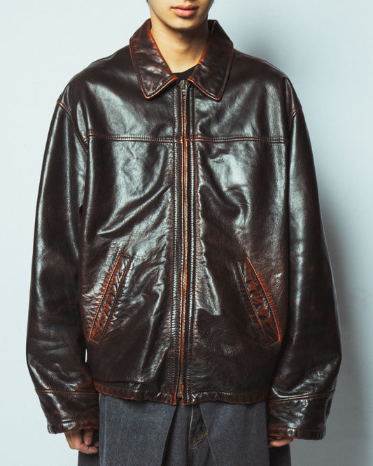 vintage faded leather jacket