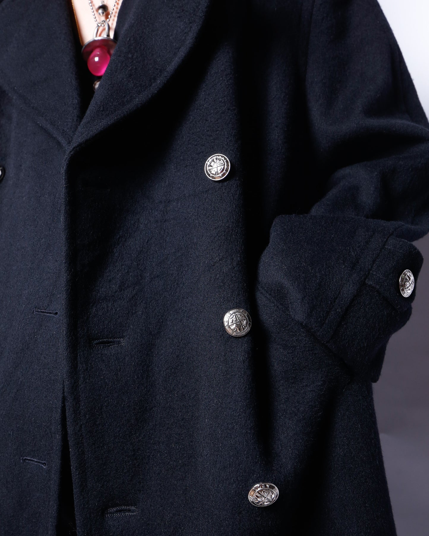 vintage perry ellis double breasted napoleon long coat