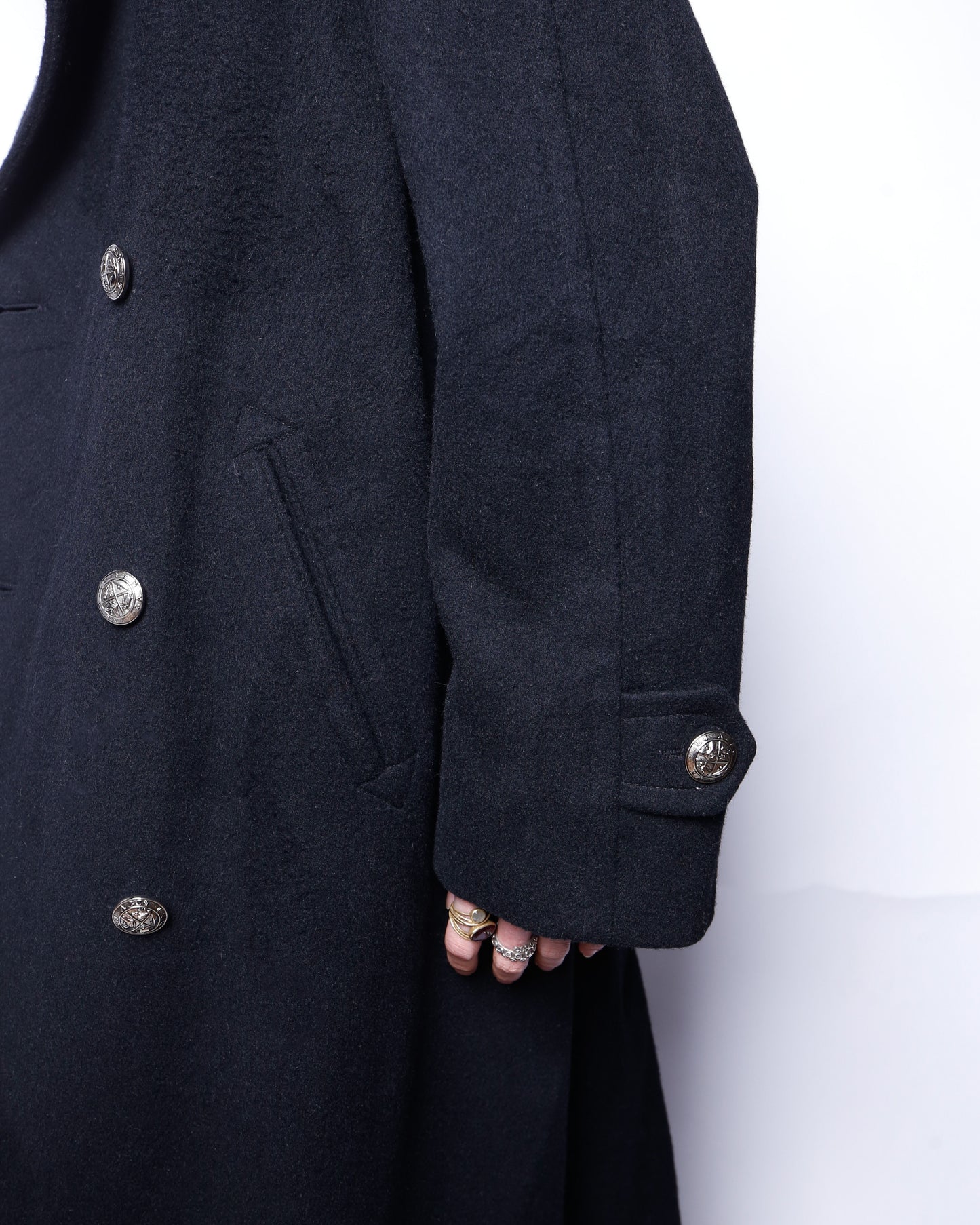 vintage perry ellis double breasted napoleon long coat