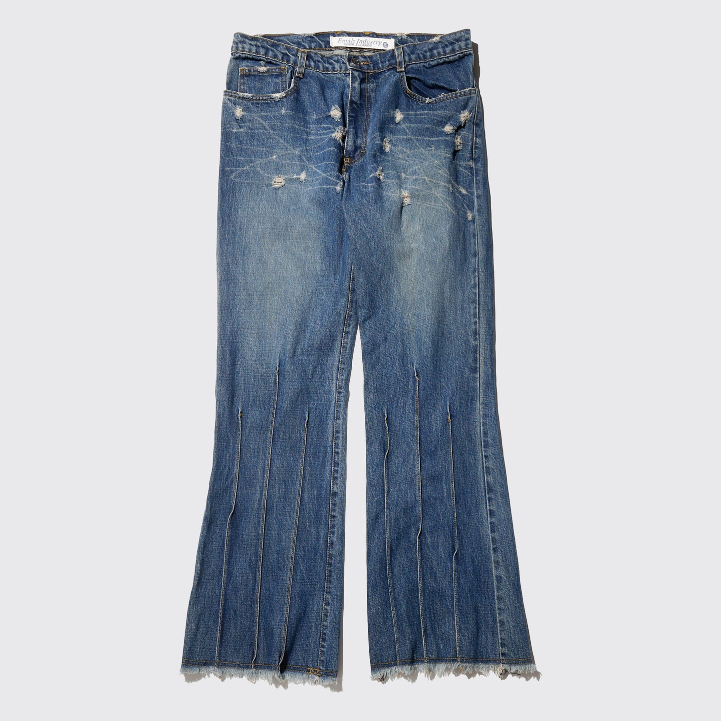 vintage low rise distressed flare jeans
