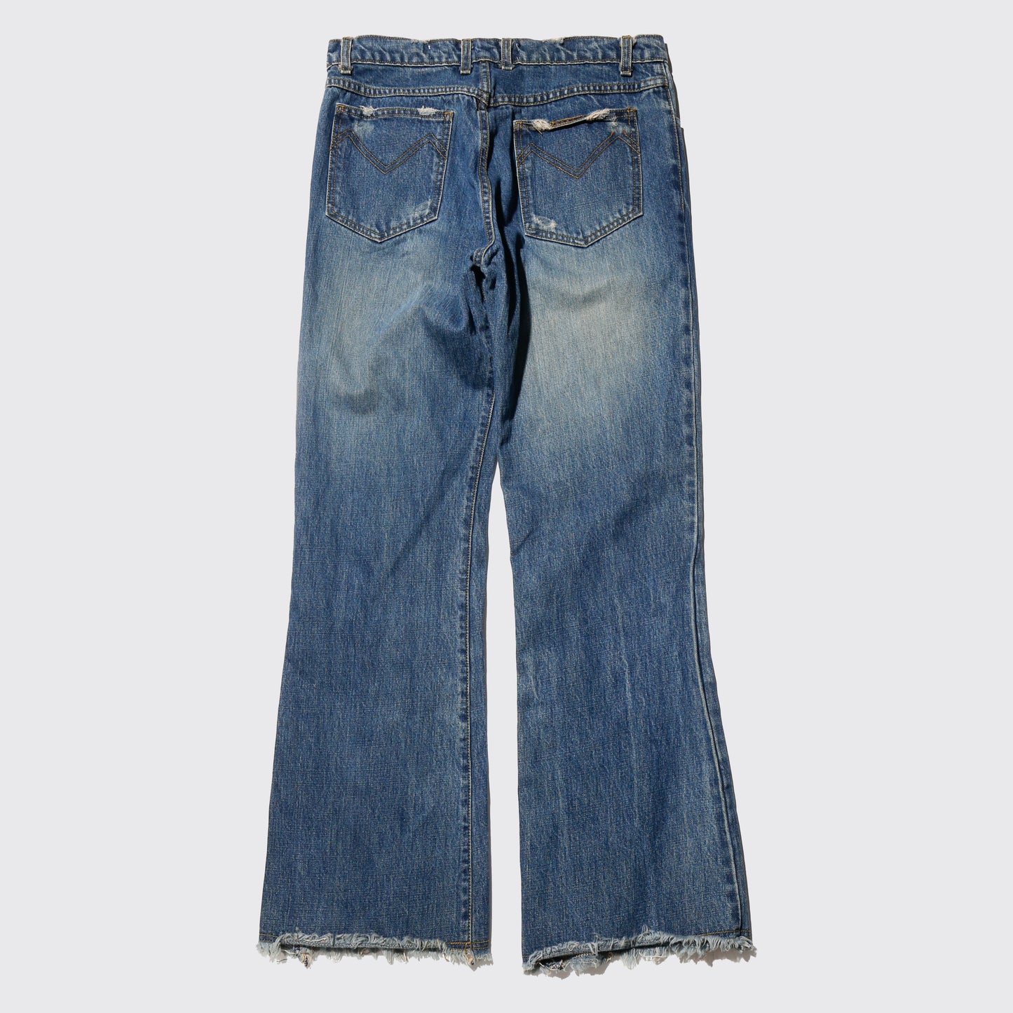vintage low rise distressed flare jeans