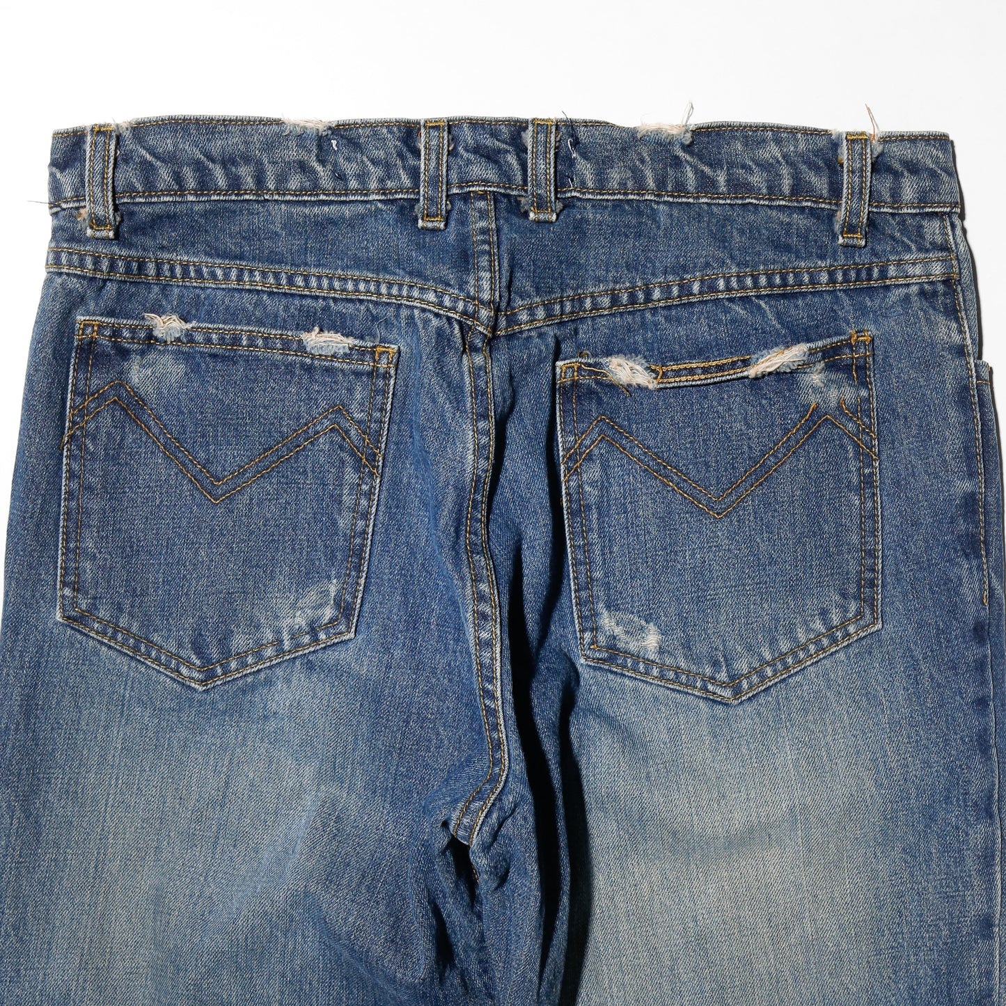 vintage low rise distressed flare jeans