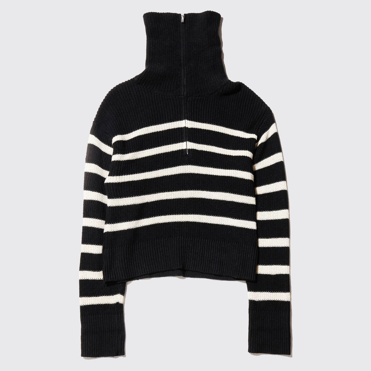 vintage border cropped half zip sweater