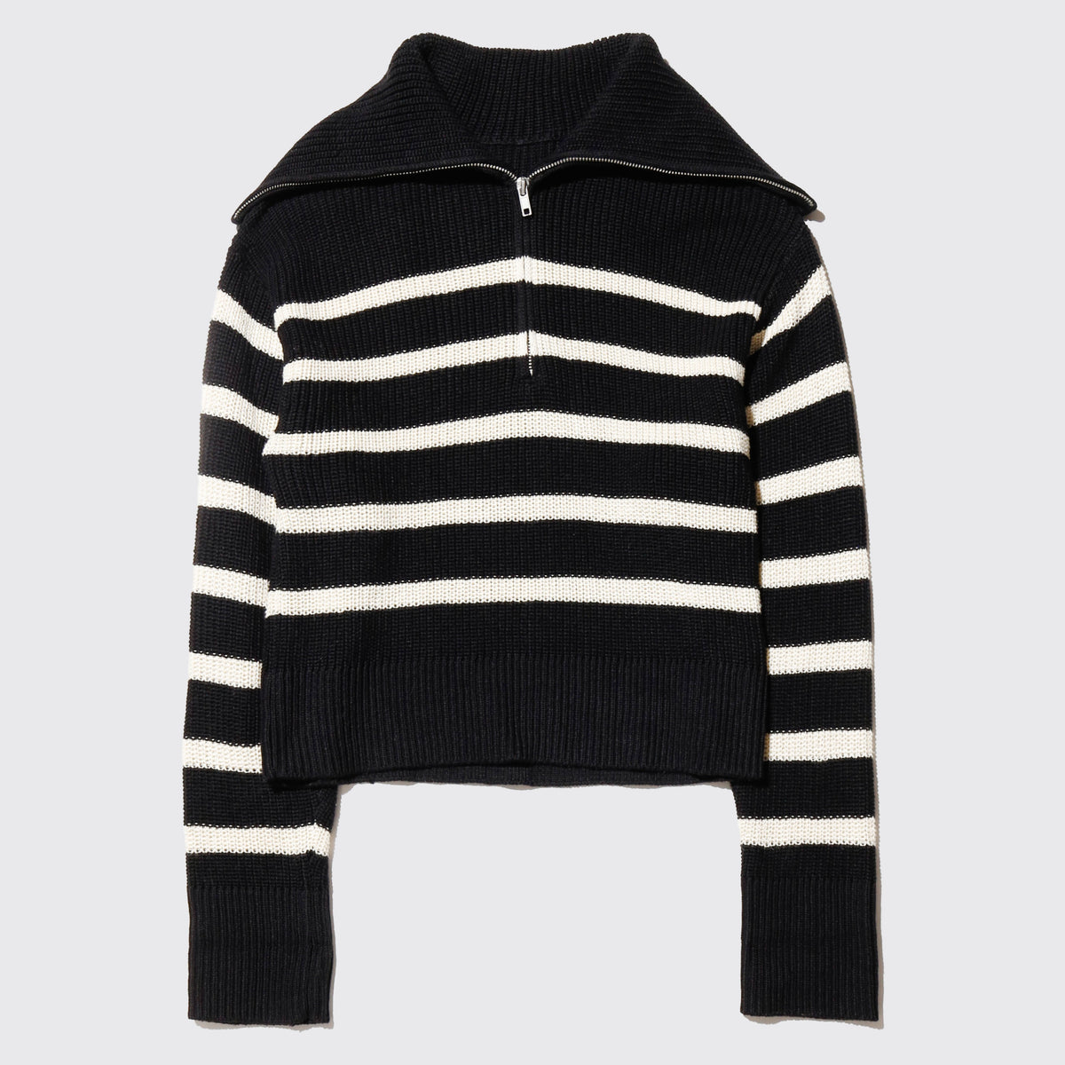 vintage border cropped half zip sweater
