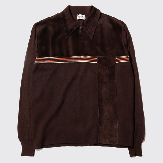 vintage 70's euro leather combi polo sweater