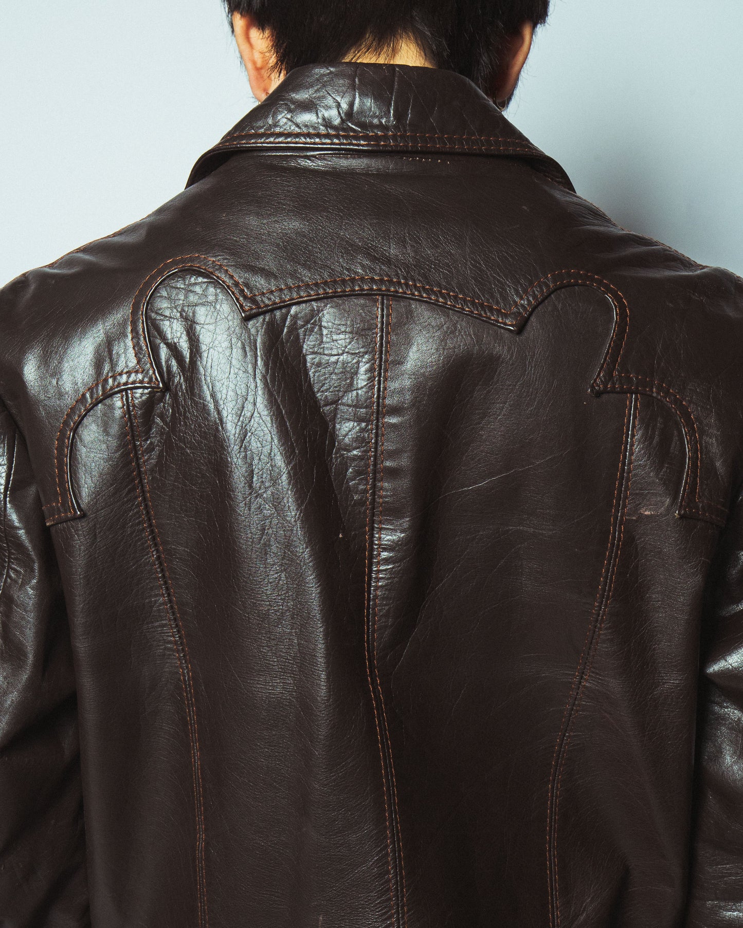 vintage western trucker leather jacket