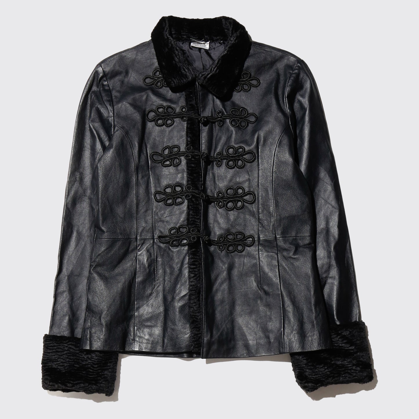 vintage 90's frog closure leather napoleon jacket