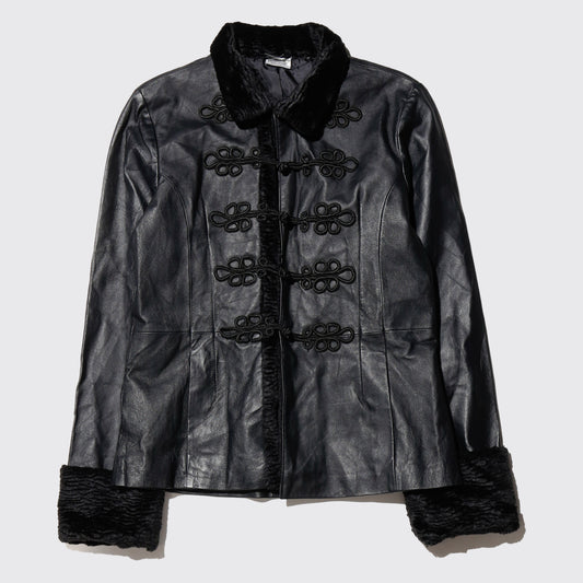 vintage 90's frog closure leather napoleon jacket