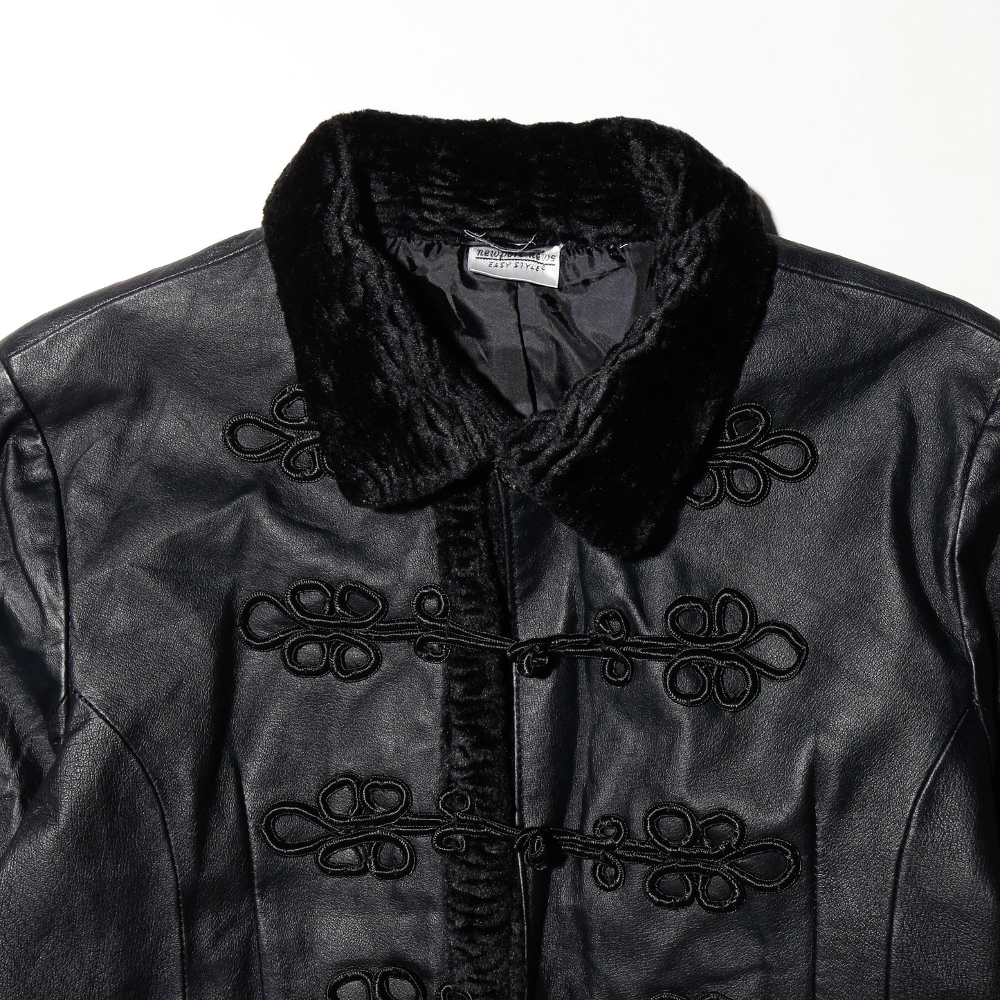 vintage 90's frog closure leather napoleon jacket