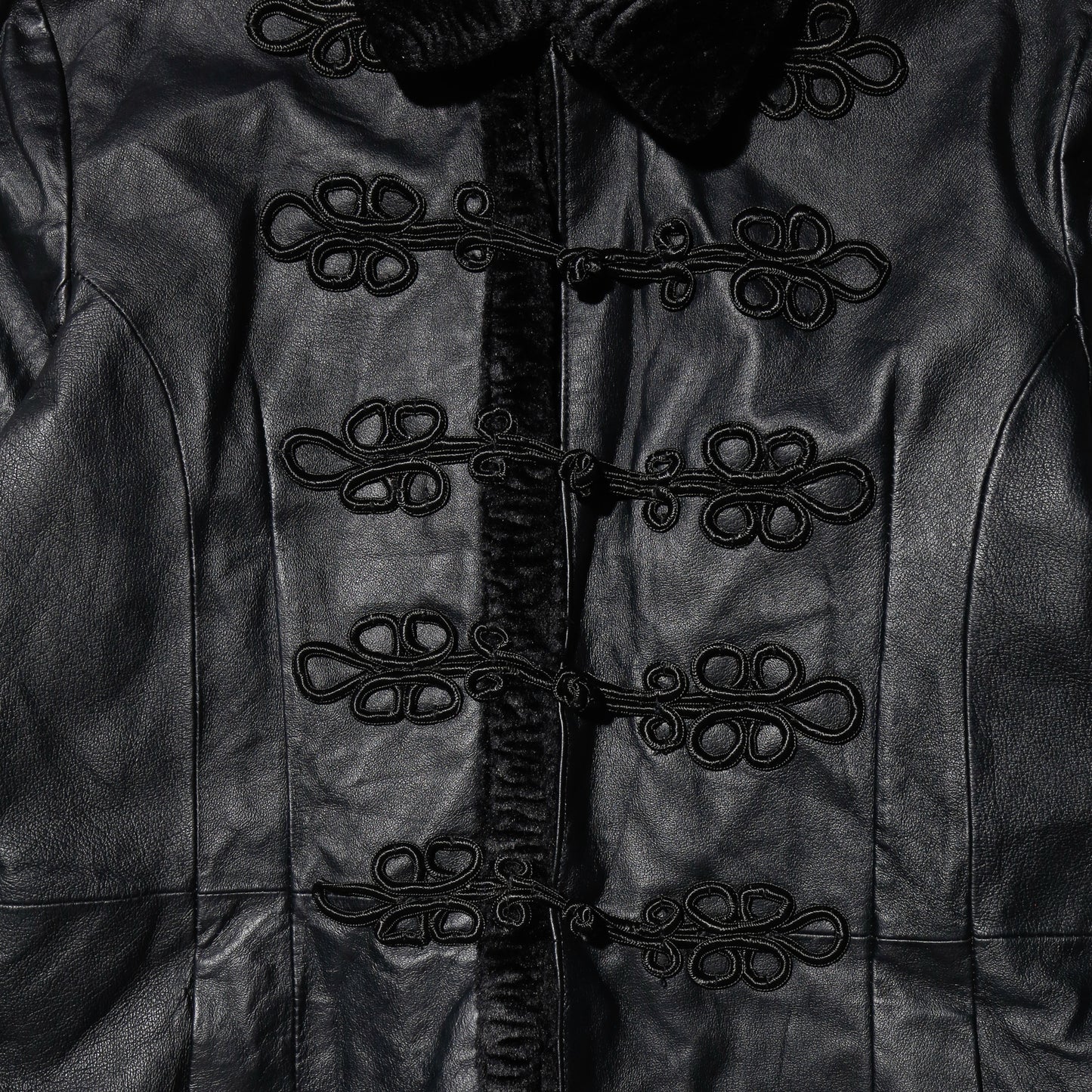 vintage 90's frog closure leather napoleon jacket
