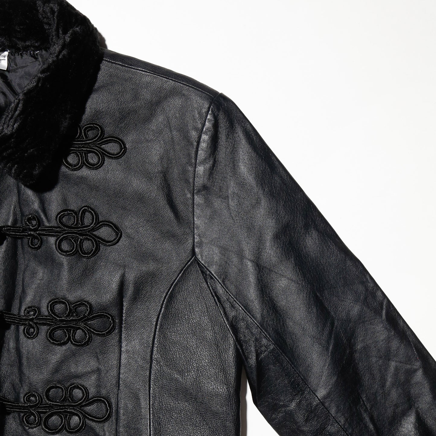 vintage 90's frog closure leather napoleon jacket
