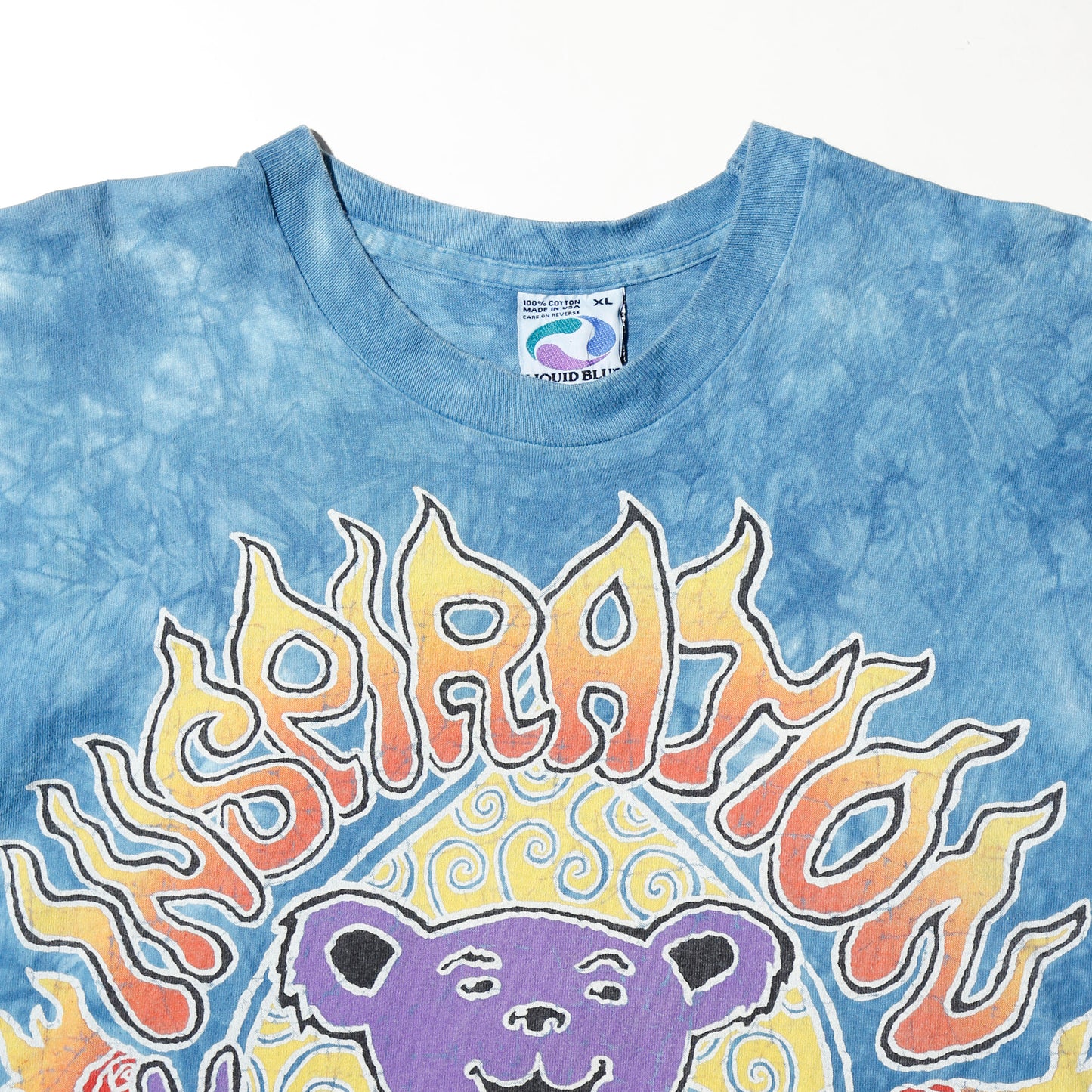 vintage 1995's Grateful Dead inspiration bear by david opie t-shirt, body liquid blue