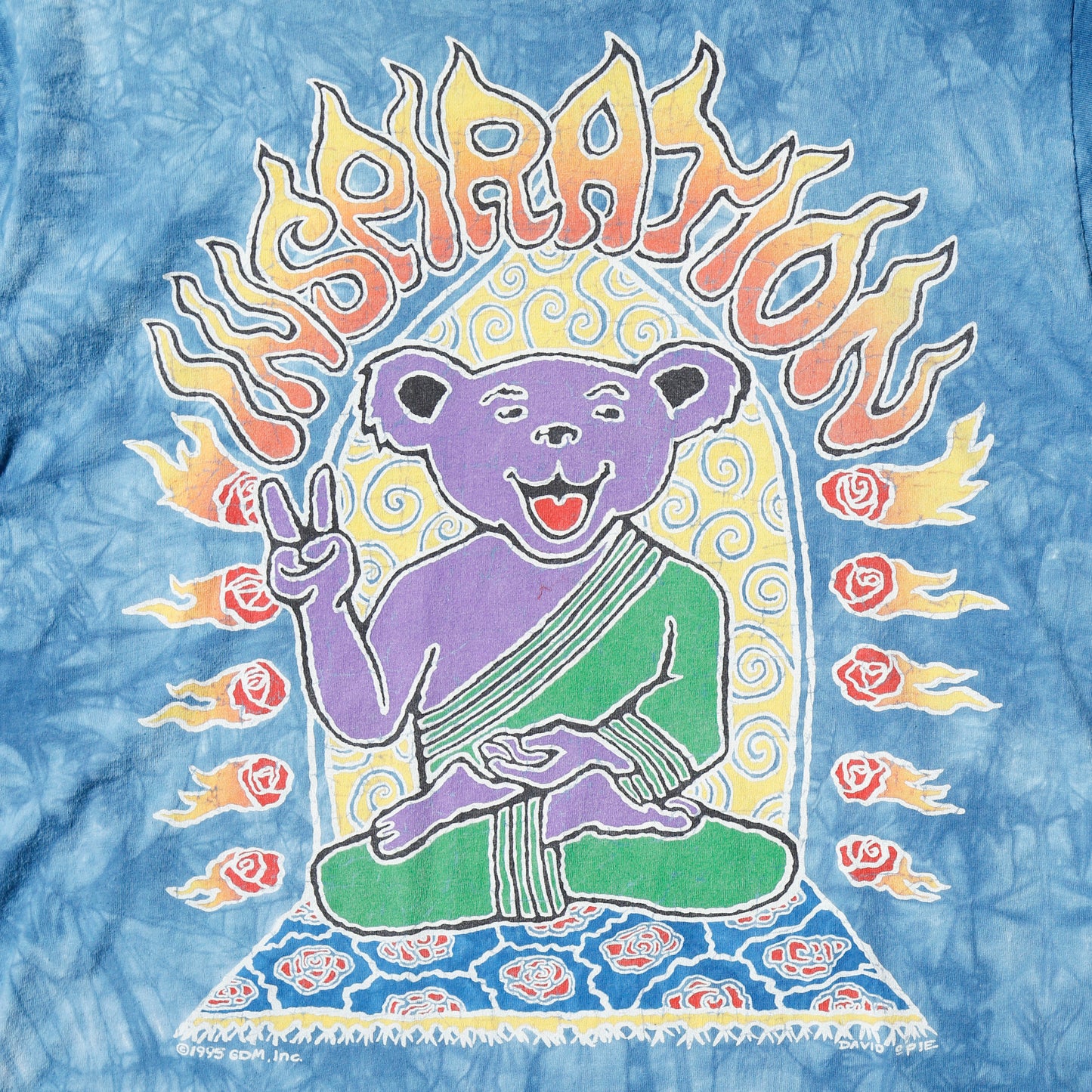 vintage 1995's Grateful Dead inspiration bear by david opie t-shirt, body liquid blue
