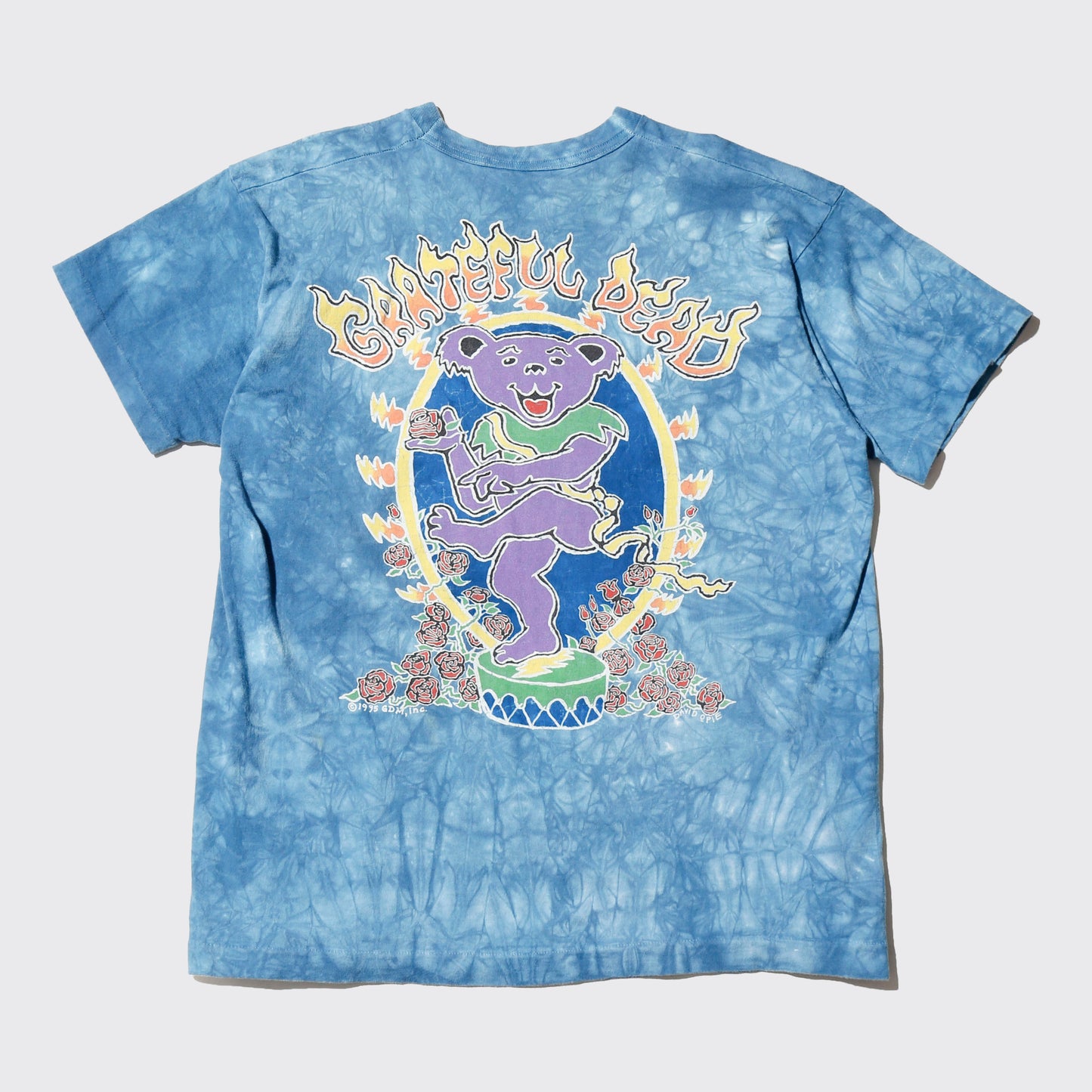 vintage 1995's Grateful Dead inspiration bear by david opie t-shirt, body liquid blue