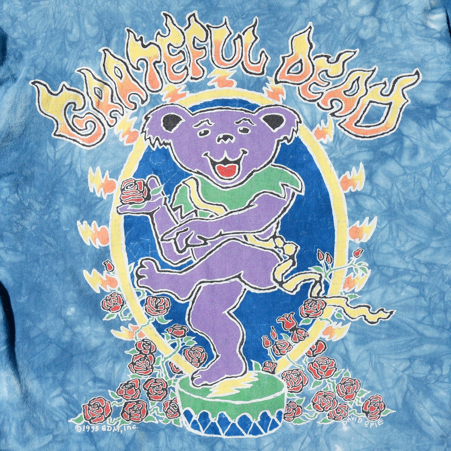vintage 1995's Grateful Dead inspiration bear by david opie t-shirt, body liquid blue