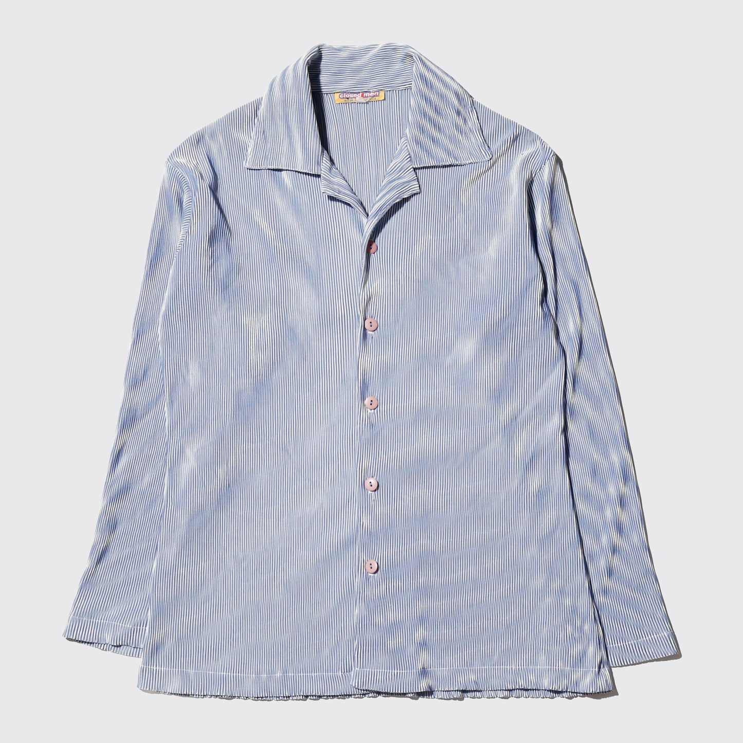 vintage pleats open collar shirt