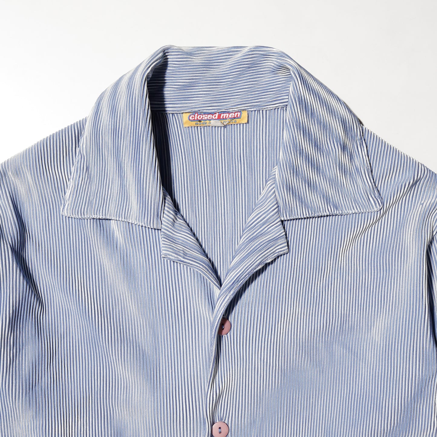 vintage pleats open collar shirt