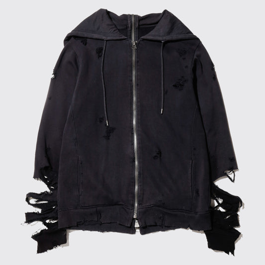 *one-off back zip broken hoodie