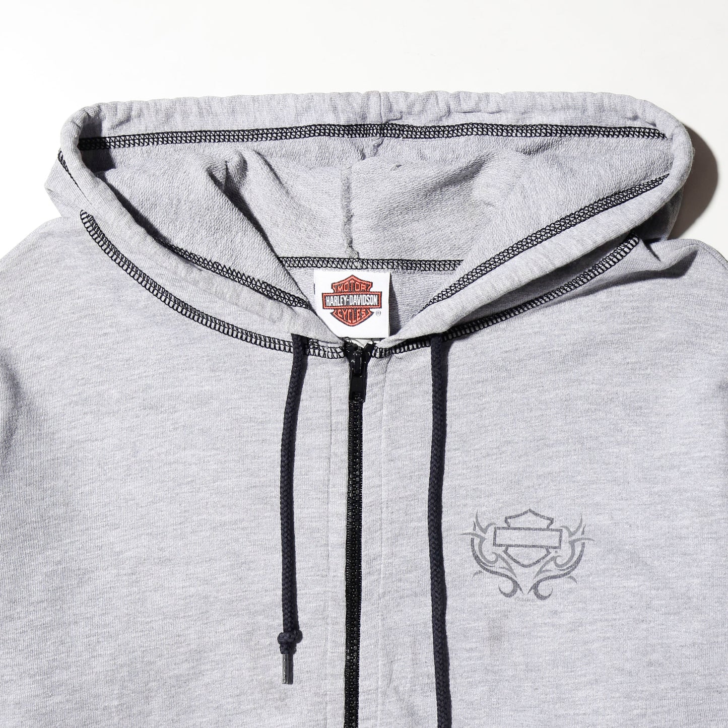 vintage harley-davidson cropped piping hoodie