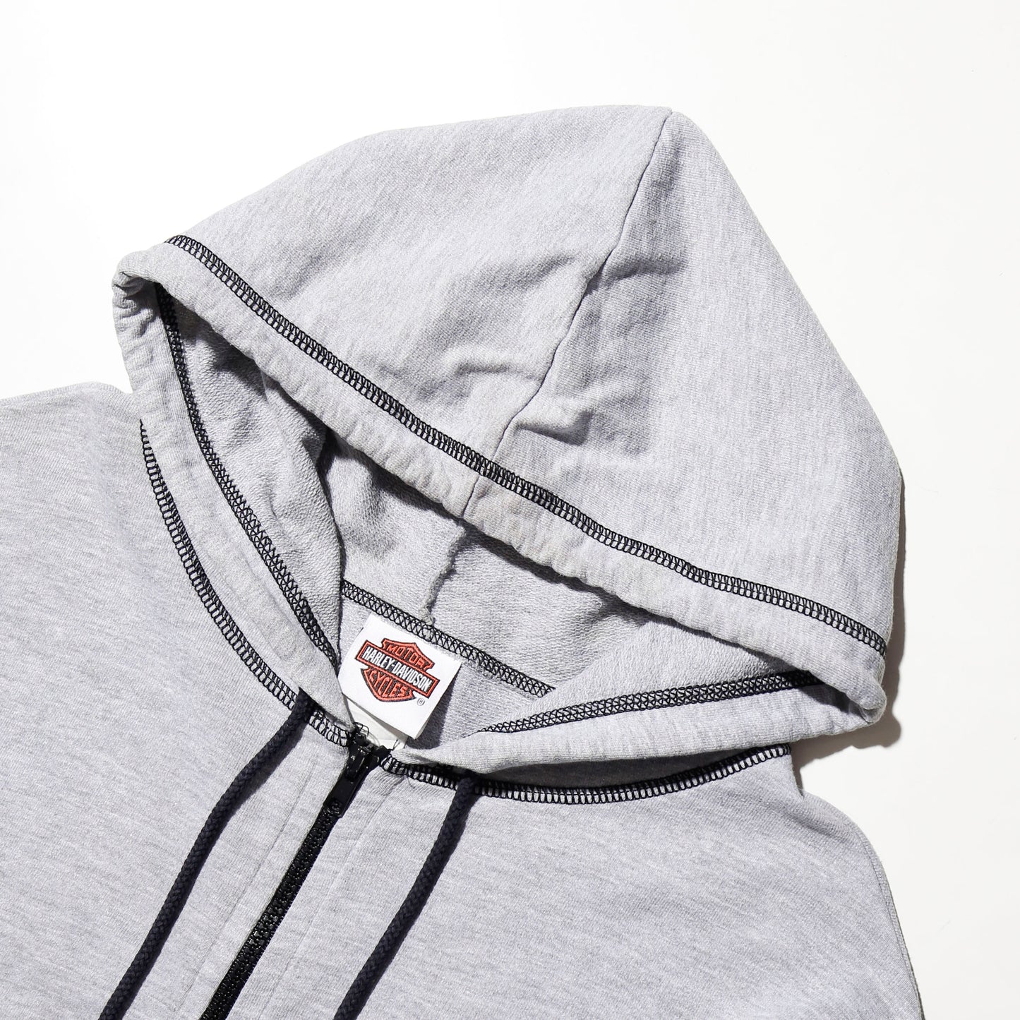 vintage harley-davidson cropped piping hoodie