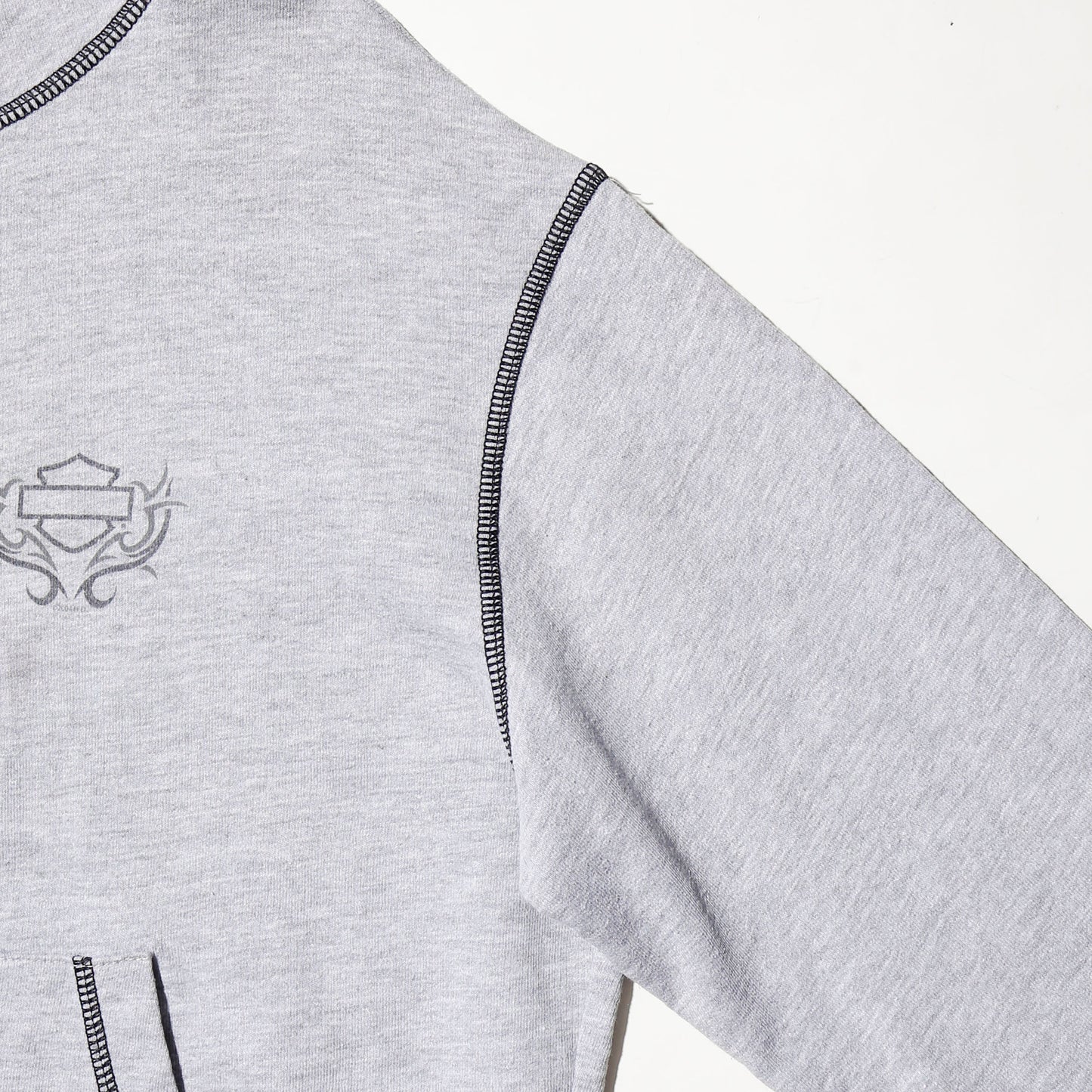 vintage harley-davidson cropped piping hoodie