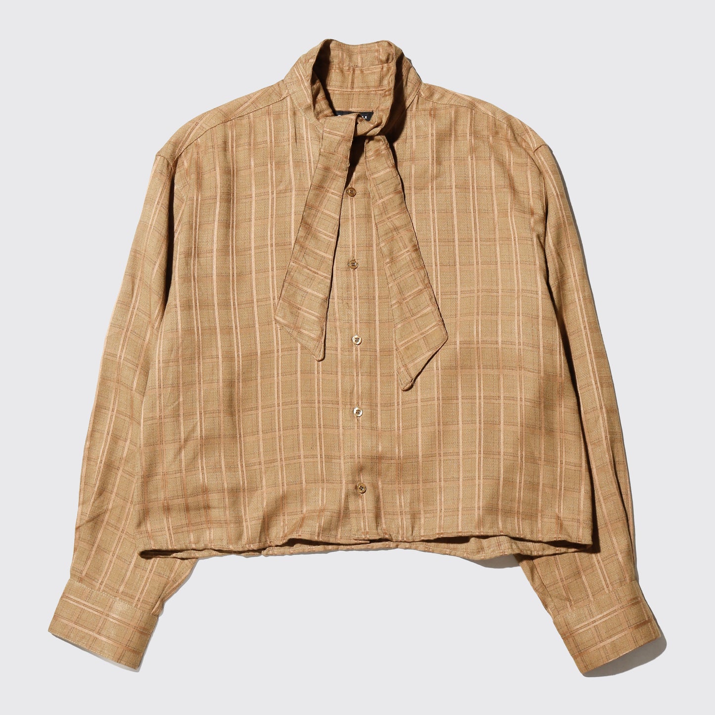 *one-off cropped bowtie check shirt