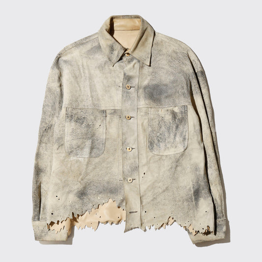 vintage reversible dust broken leather jacket