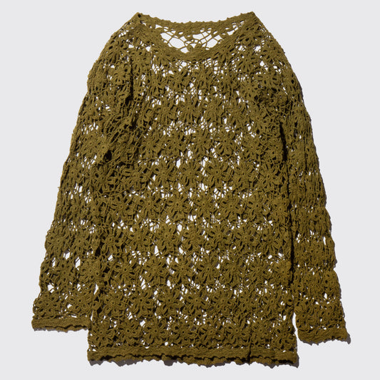 vintage flower crochet pullover
