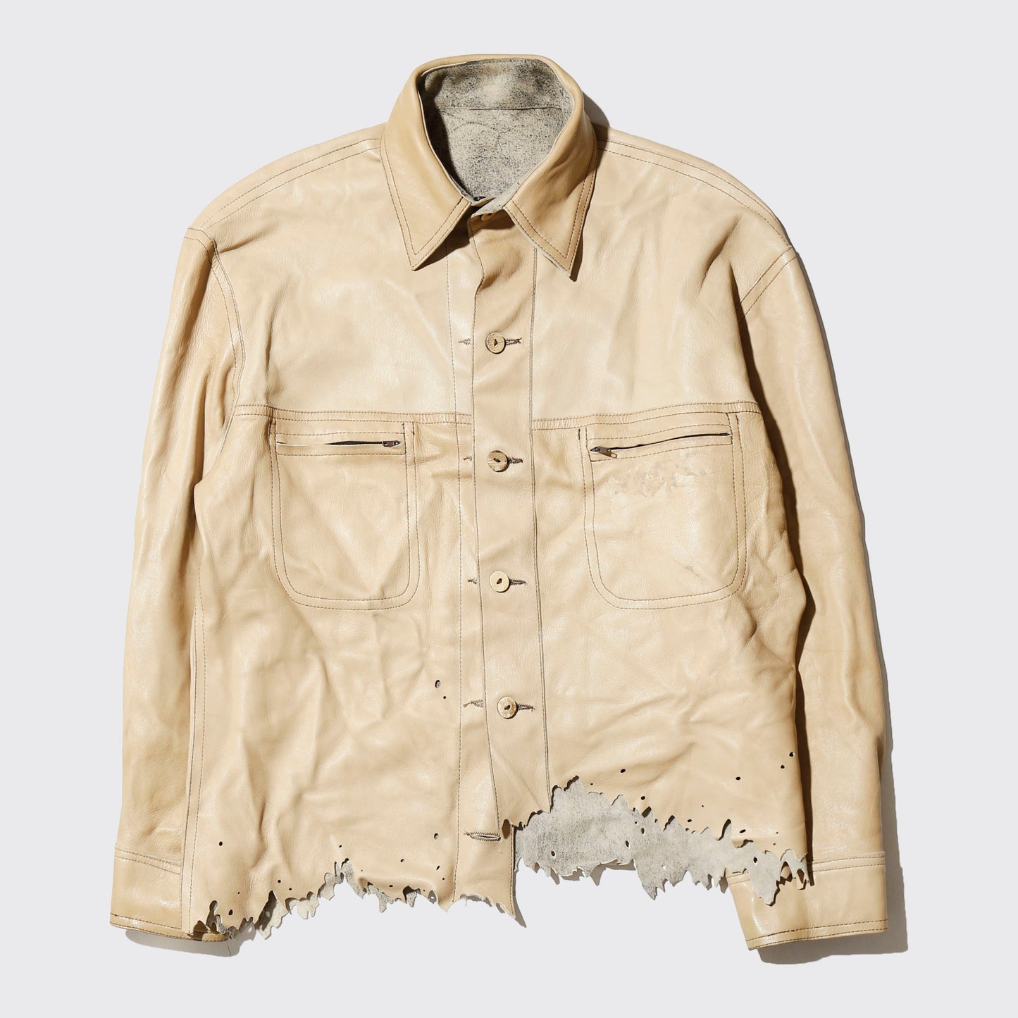 vintage reversible dust broken leather jacket