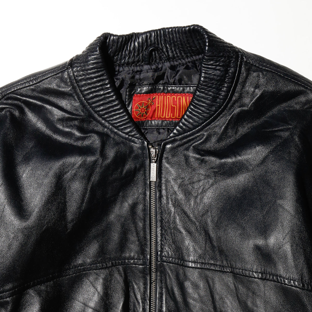 vintage cropped leather bomber jacket