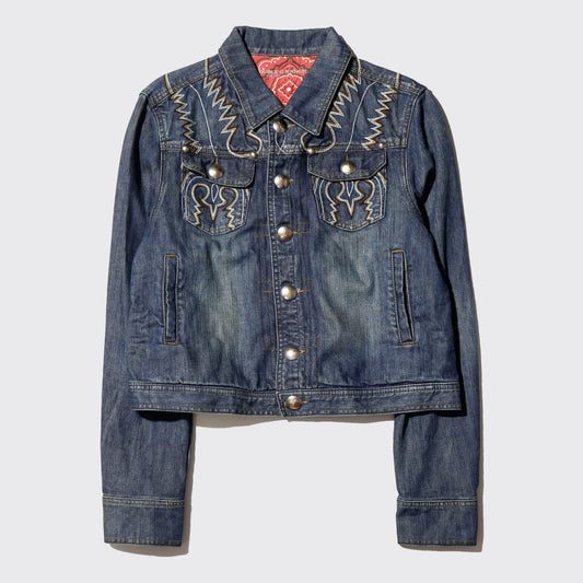 vintage western broderied trucker jacket
