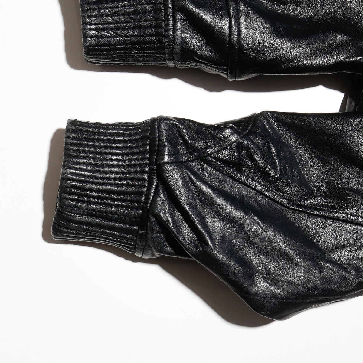 vintage cropped leather bomber jacket