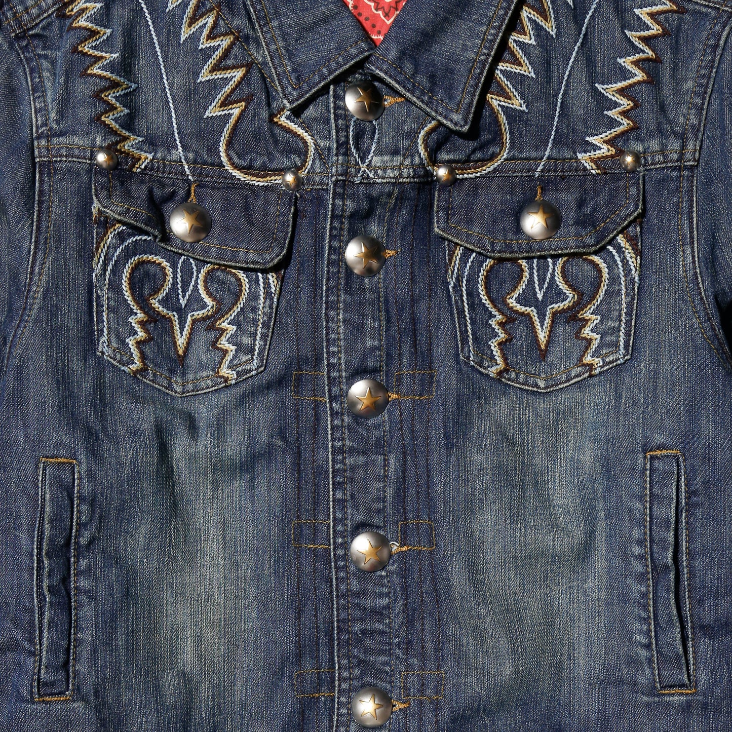 vintage western broderied trucker jacket
