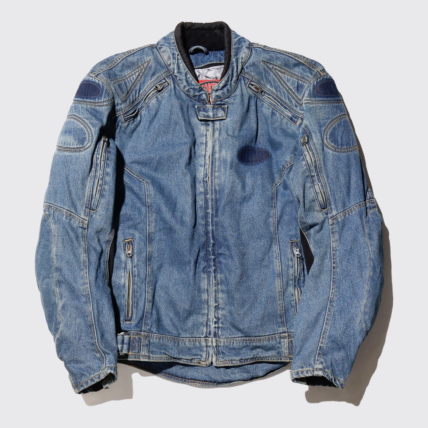 vintage 00's denim motorcycle jacket , detachable liner