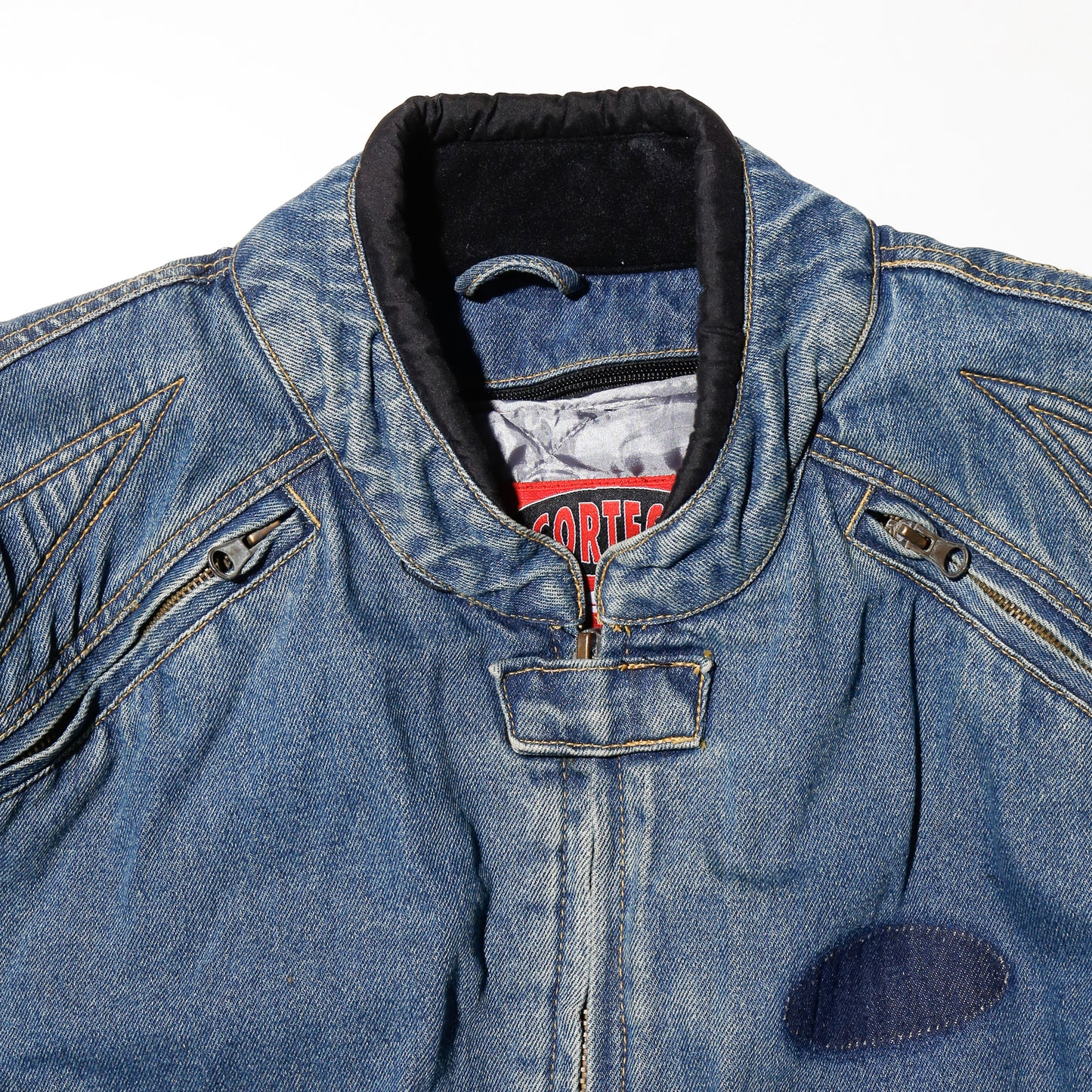 vintage 00's denim motorcycle jacket , detachable liner